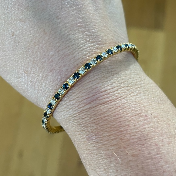 Sapphire blue & white rhinestone gold bracelet - Picture 2 of 7